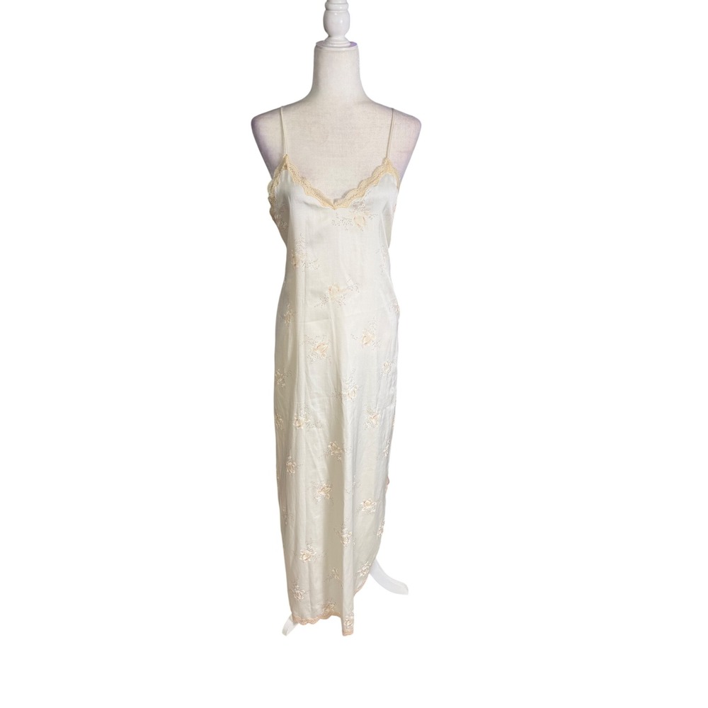Vintage Val Mode Floral Lace Slip Dress Nightgown Maxi Small